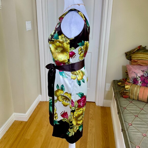 Geisha Dress Silk Floral Brown Yellow Multi (S) - Picture 3 of 9